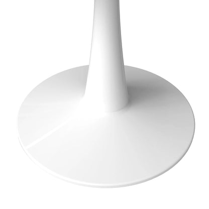 LeisureMod Bristol 40 Round Dining Table for 4 with Sintered Stone Tabletop in White Base for Kitchen & Dining Room