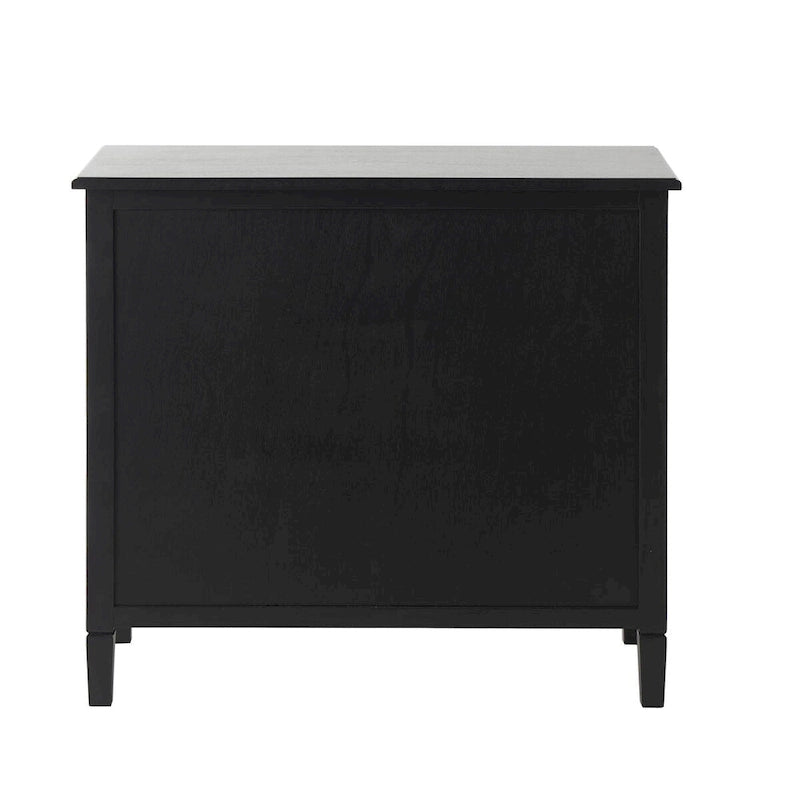 Wood Handmade 2 Drawers and 2 Door Room Cabinet with Rattan Front - Black - Roche River Decor