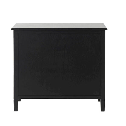 Wood Handmade 2 Drawers and 2 Door Room Cabinet with Rattan Front - Black - Roche River Decor